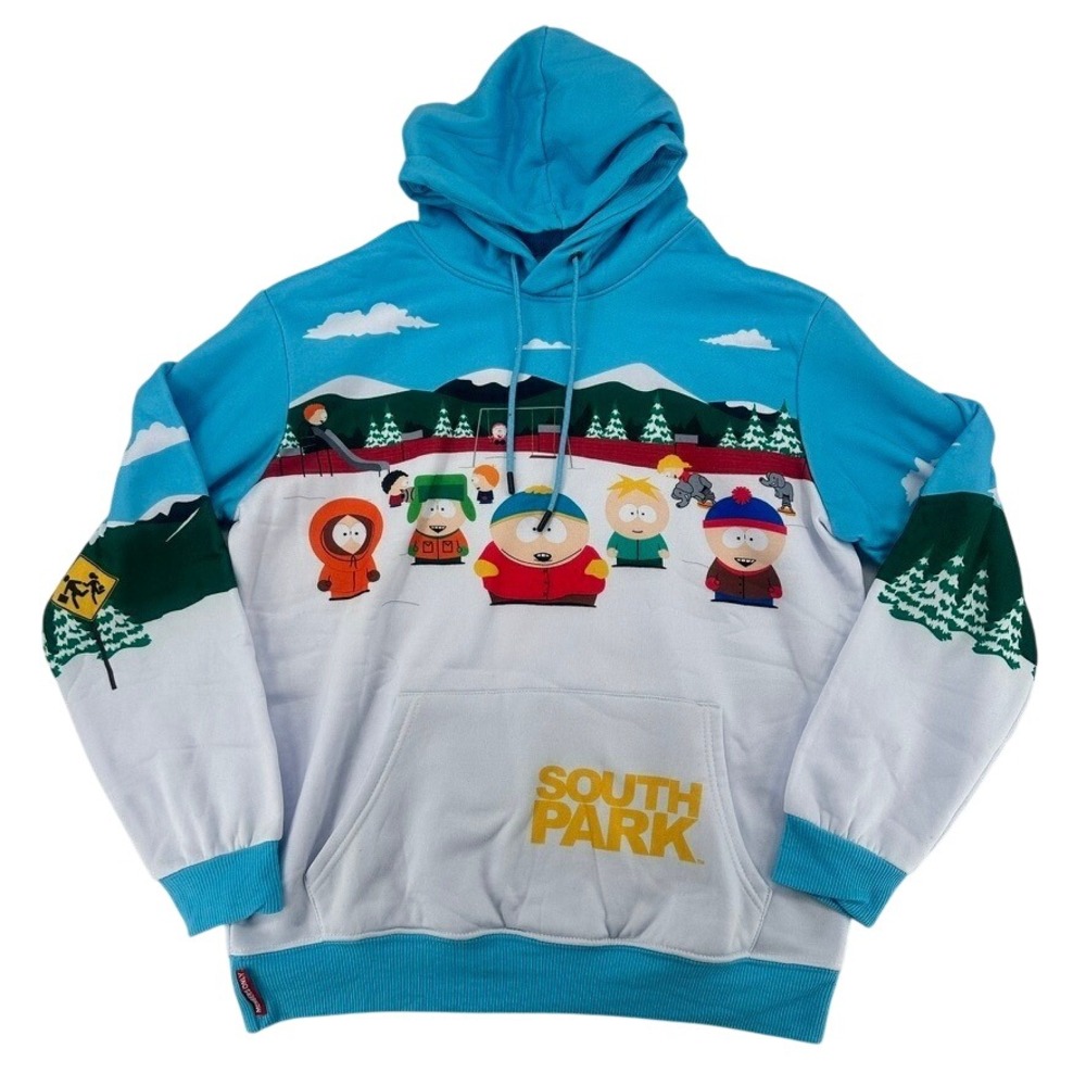 South Park All Over Print Hoodie Members Only Blue Medium NWOT
